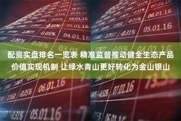 配资实盘排名一览表 精准监督推动健全生态产品价值实现机制 让绿水青山更好转化为金山银山